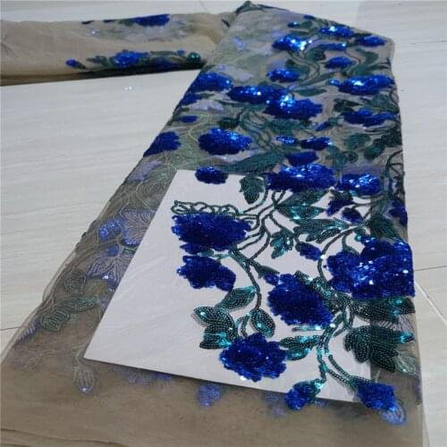 High Quality African Sequins Lace Fabric Multicolor French Nigerian Net Lace Embroidery Tulle Lace Fabric for Wedding Party