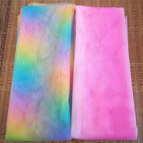 1 m Colorful Rainbow Printed Tulle Fabric Baby Shower Tutu Skirt Princess Dress DIY Wedding Event Party Decoration Sewing Gauze