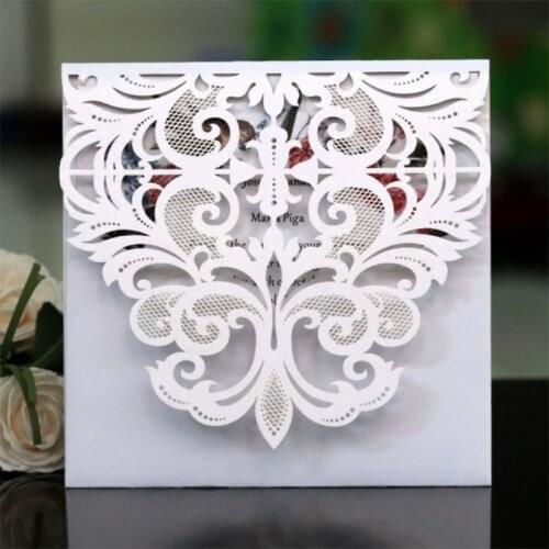 10pcs/lot Hot Sale Greeting Card Pink Blue White Wedding Invitation Card with Blank Inner Wedding Event Party Supplies