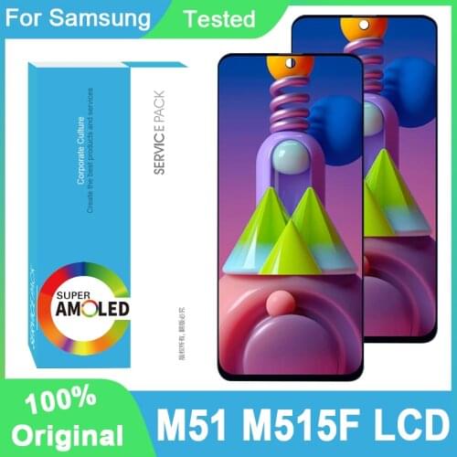 100% Original AMOLED 6.7'' Display For Samsung Galaxy M51 M515 M515F M515F/DS Full LCD Touch Screen Digitizer Repair Parts