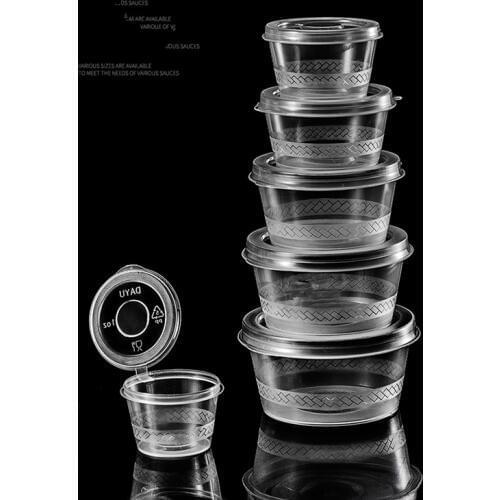 100pcs High quality transparent disposable sauce cup varies capacity pudding jelly small plastic cup with lid takeaway package
