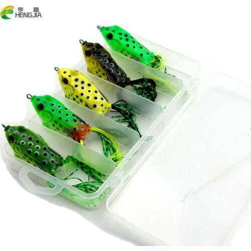 HENGJIA 5pc Frog Lures High Quality Fishing Bait 5 Colors Fishing Lures with BOX 6cm/12g Fishing Tackle Hard Bait