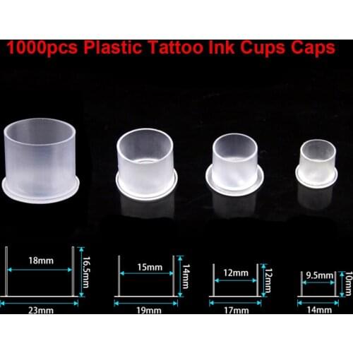 500pcs Plastic Tattoo Ink Cups Caps 17mm 14mm 11mm Clear self standing Ink Caps Tattoo Pigment Cups Supply for Ink