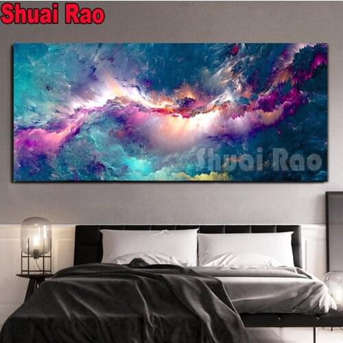 New Abstract Purple White Light Cloud gorgeous 5d Painting diamond embroidery home Decor,diy diamond Handmade gift 5 piece