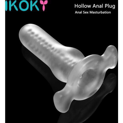 IKOKY for Women Men Gay Hollow Anal Plug Soft Butt Plug Prostate Massager Silicone Male Penis Dildo Insert Design Sex Toys