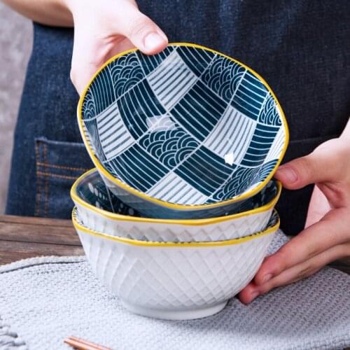 Household rice bowl dessert noodle bowl Japanese creative soup bowl ceramic tableware cute large personality snack rice bowl