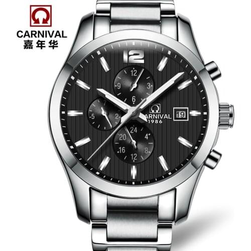 Carnival automatic mechanical famous brand watch men full steel fashion casual waterproof multifunction male luxury army watches