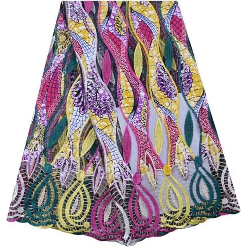 Colored Lace African Wax Lace Fabrics With Stones Embroidered Wax Print Fabric High Quality Cord Lace Guipure Lace Fabric S1779