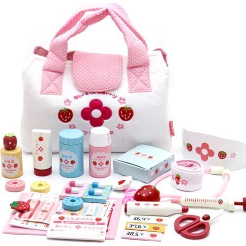 Children Pretend Play Doctor Toys Kids Wooden Medical Kit Simulation Medicine Chest Set for Kids Interest Development Kids