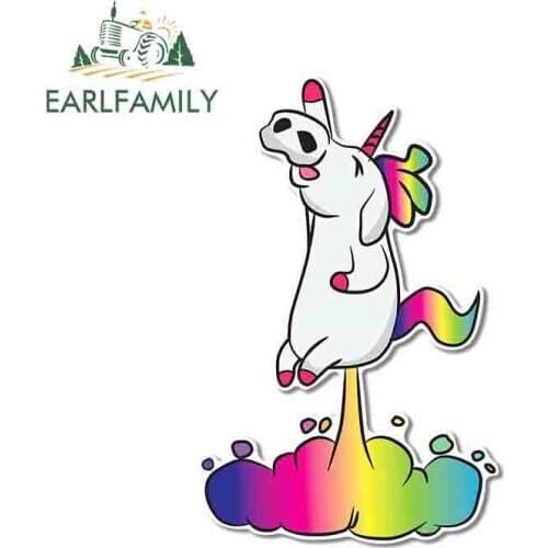 EARLFAMILY 13cm x 9.3cm for Farting Rocket Unicorn Decal Windshield Cartoon VAN Car Stickers Occlusion Scratch Anime Decoration