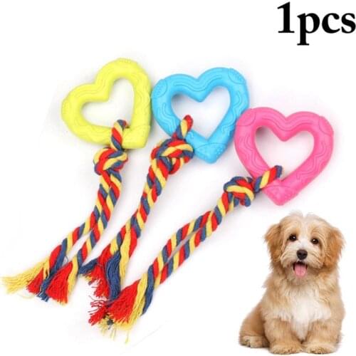 Heart Shape Dog Toy Pet Chewing Toy Doy Toy Interactive Puppy Rubber Toy Rope Dog Toy Cosas Para Perros Dogs Accessories
