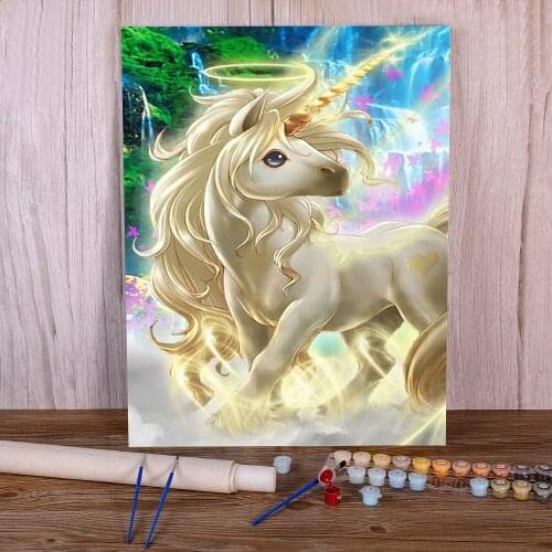 Cartoon Rainbow Unicorn Horse Animal DIY Paint By Numbers Package Oil Paints 50*70 Paiting By Numbers Loft Drawing
