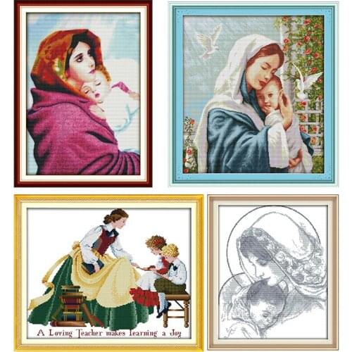 Mother & Her Baby Home Decor Painting Counted Printed Canvas DMC11CT 14CT Cartoon Cross Stitch Kit Embroidery Set Threads Crafts