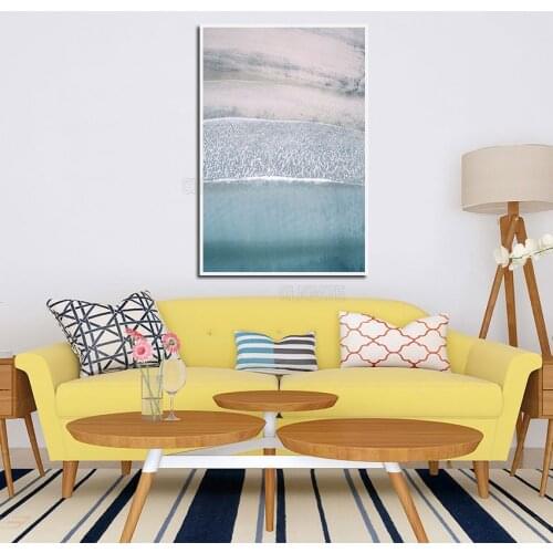 Sea View Art Canvas Painting Clear Blue Sea and Beach Nordic Style Living Room and Bedroom Home Wall Decoration