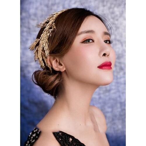 Baroque Crowns Gold Leaf Headband Hair Jewelry Wedding Hair Accessories Princess Tiara Bridal Headpiece Headbands