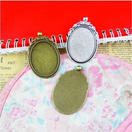 10Pcs alloy Antique silver plated Antique bronze lace base oval 30 * 40mm concave round pendant bottom pendant