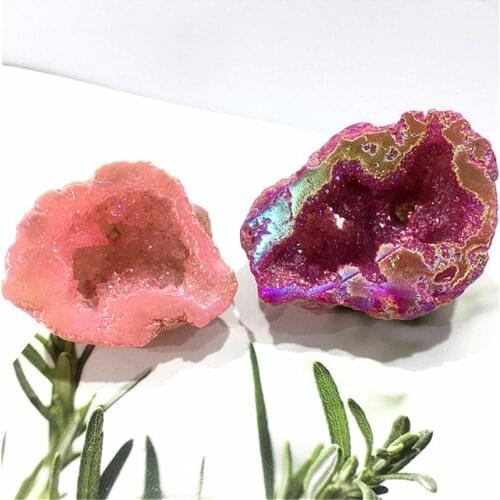 Aura Agate Geode Hand Carved Crystals Healing Stones For Home Decoration