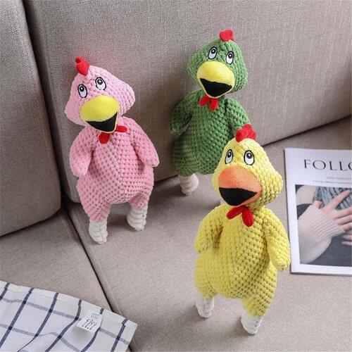 Cute Plush Screaming Chicken Dog Chew Squeak Toy Durable Pet Molar Sound Dolls Puppy Cat Interactive Biting Fleece Squeaker Toys