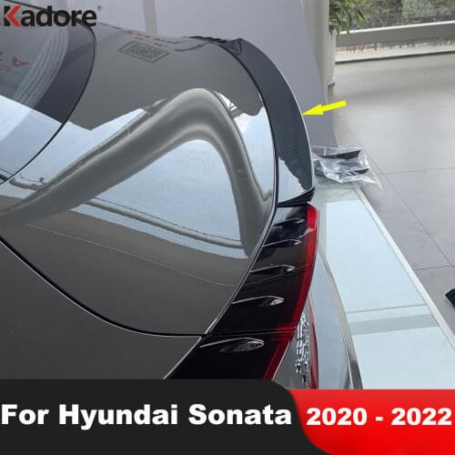For Hyundai Sonata 2020 2021 Carbon Fiber Car Rear Trunk Cover Trim Tailgate Decoration Frame Molding Strip Styling Accessories