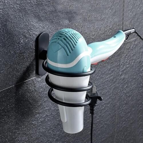 Wall Mounted Hair Dryer Organizer Spiral Stand Holder Rack Aluminum Bathroom Shelf Storage Bathroom Accessories Wall Shelf