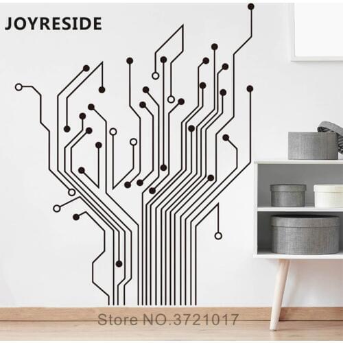 Science Wall Decals Geek Tree Circuit Pattern Art Wall Decals Home Livingroom Special Decor Wall Stickers Science Style M293