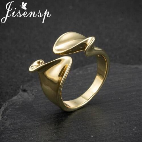 Jisensp 2021 New Fashion Smooth Minimalist Irregular Wave Open Ring Adjustable for Women Girl Friend Chic Jewelry Gifts