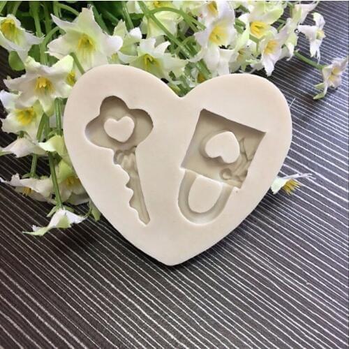New key Concentric lock silicone mold cake decorating tools fondant mold chocolate candy craft baking tools