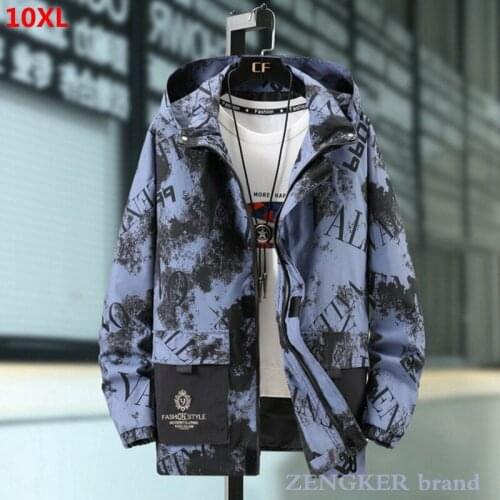Autumn mens plus size camouflage tooling jacket loose printing brother large size jacket 7XL 8XL 9XL 10XL