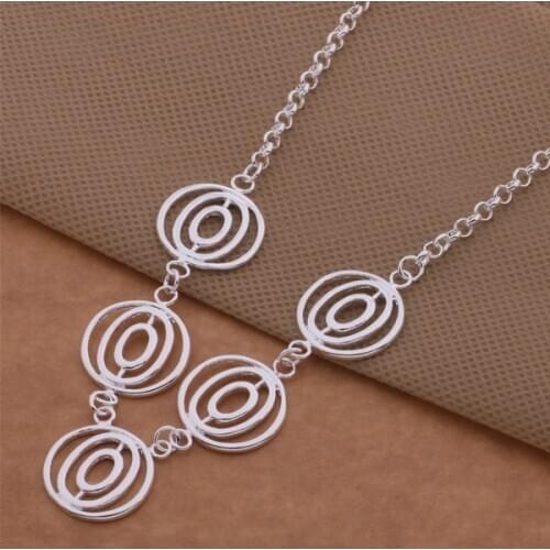 925 sterling silver Necklace, 925 silver fashion jewelry Five circles /czfalqma bmtakeaa AN524