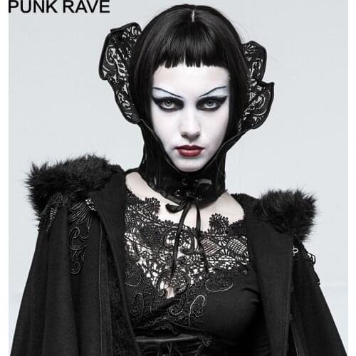 PUNK RAVE Gothic Halloween Wraps Custome Queen Positioning Stereoscopic Scarves Positioning Lace Trim Cosplay Scarf