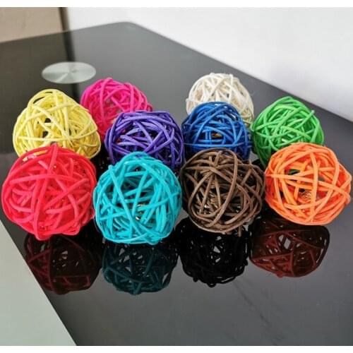 Sale Hot 5CM 1PC Colorful With Bells Round Shape Natural Takraw Ball for Birthday Party & Home Wedding Party Decoration