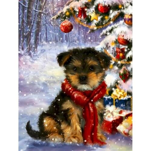 Christmas dog diy pbn oil digital painting by numbers kits abstract acrylic modern art paint by numbers for adults home decor