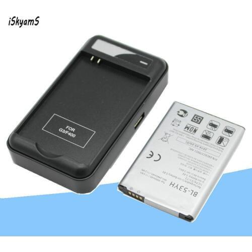 ISkyamS 1x 3000mAh BL-53YH Replacement Battery +Charger for LG Optimus G3 D850 D851 D855 LS990 D830 VS985 F400 LG G3 BL53YH
