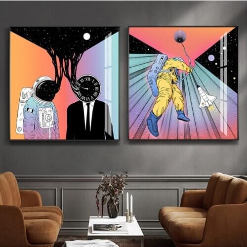 Modern Space Astronaut Pop Style Wall Art Posters and Prints Canvas Painting Pictures for Home Design Bedroom Living Room Decor