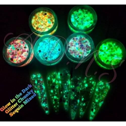 50g/ Glow Collection Glow In The Dark Custom Glitter 12 Colors 3 Sizes Glow /chunky glitter mix/glow in the dark/color shift
