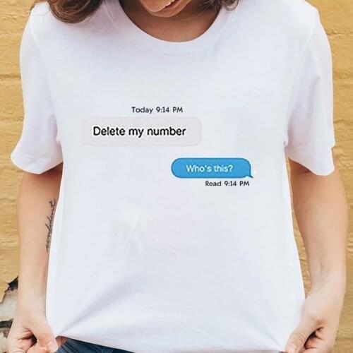 Delete My Number, Who Is This? Letter Funny Dialogue Printed Women Tshirt Summer Cotton Breathable Short-sleev Camisetas Tee