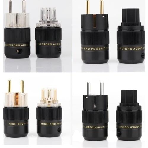 High Quality Schuko Power Plug EU Plug Hifi European plug Male Female Power Plug 24K Gold plated Rhodium silver Plated HIFI diy