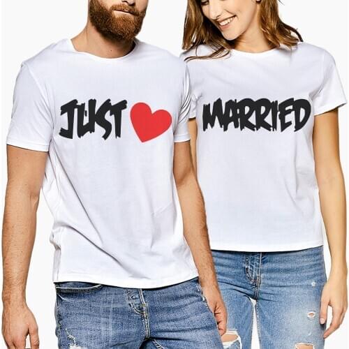 Women/Men Short Sleeve Letter Print Just Married Summer T-Shirts Casual Tshirts Hot Sale Trendy Fans Tee Shirts New Creative