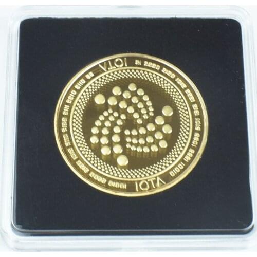 40mm Gold IOTA Coin with Square Plastic Case Cryptocurrency Metal coin
