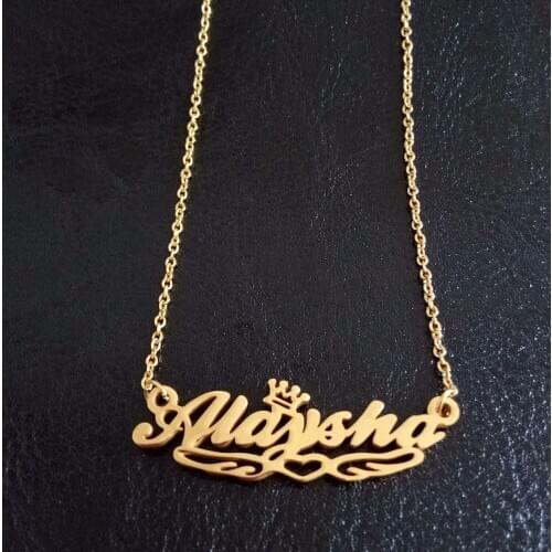 Gold Color Stainless Steel Custom Name Necklace Crown Personalized Pendant Necklace Lover Women Friend Birthday Festival Gift