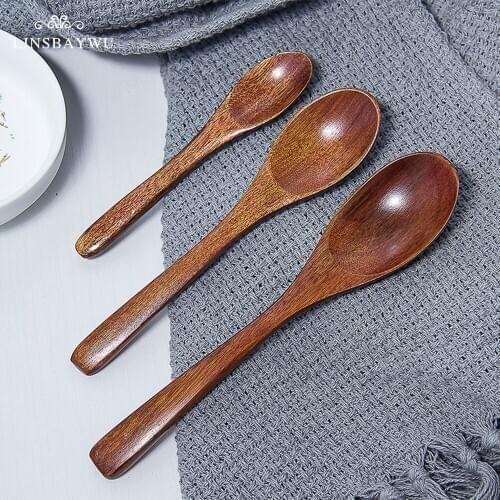 1PC Natural Wooden Spoon Kitchen Cooking Utensil Tool Soup Teaspoon Catering Kids Spoon Kitchenware for Rice Honey Soup Eco-Frie