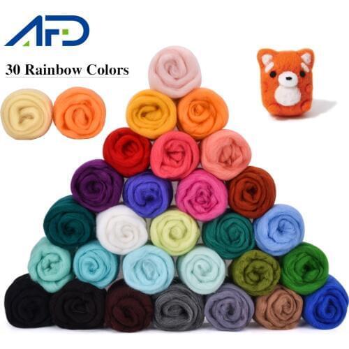 24/30/36/50 Colors Merino Felting Wool Tops Soft Roving Wool Fibre for Needle Felting & Wet Felting DIY Doll Needlework Handmade
