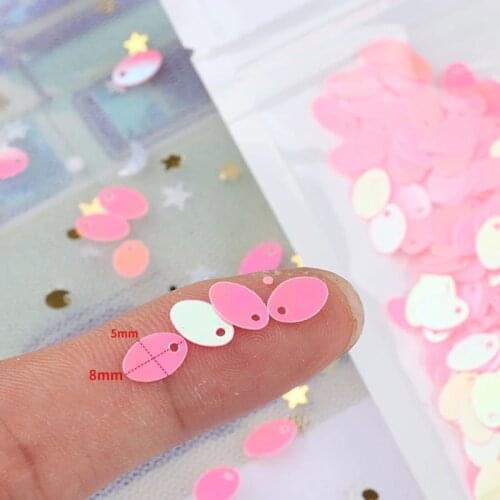 500Pcs/10G Oval Sequins Egg Shapes Mini Glitter Paillette Flat PVC Sewing Craft Fabric Dress Belly Dance Garment DIY Accessories
