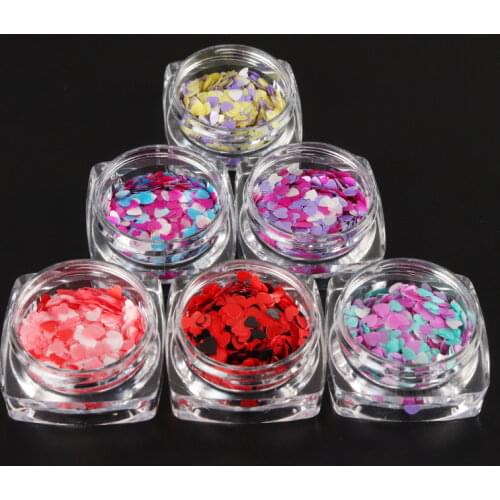 6 Boxes Sweet Love Hearts Chunky Glitter Epoxy Resin Sequins Colorful Pearlescent Glitter Filling Diy Accessories Jewelry Making