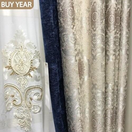 American Curtains for Living Dining Room Bedroom Light Luxury Villa Cotton and Linen Dark Pattern Fabric Window Curtain