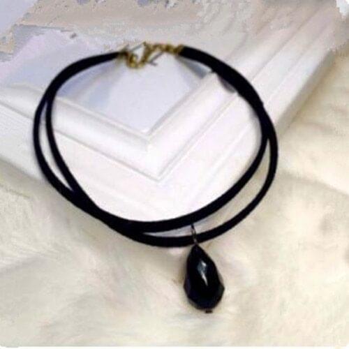 Black Velvet Leather rope Necklace Water Drops Shape Pendant Chokers Necklace Necklaces Vintage Punk Girls Neck Collar Necklace