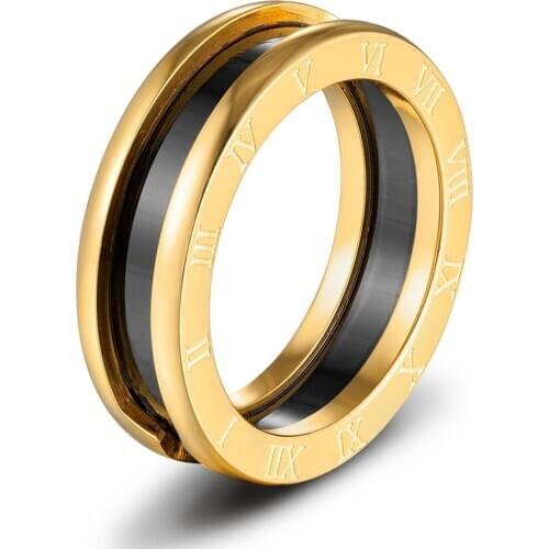 Classic Style Roman Numeral Design Double Layer Stainless Steel Men Ring Gold Rose Gold Steel Color Optional Size Handsome Gift