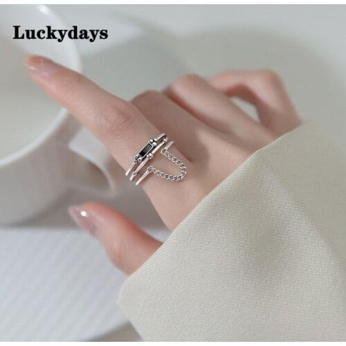 Luckydays INS Fashion Multi-Layer Chain Open Rings For Women Accessories Vintage Punk Party Jewelry Couples Gift