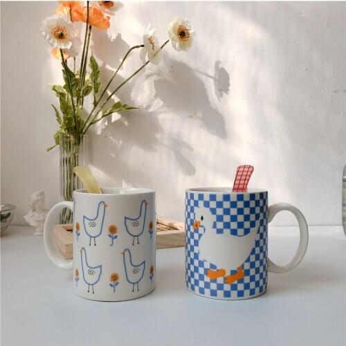 Retro Cute Duck Cup Korean Version Ins Girl Coffee Milk Breakfast Cup Nordic Creative Personality Water Cup