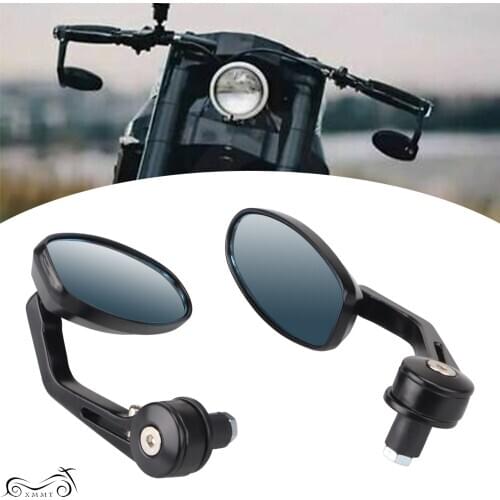 1Pair Motorcycle Black CNC Aluminum 7/8" Handle Bar End Rearview Side Mirrors Fit For Honda Yamaha FZ1 FZ6 FZ8 Kawasaki Ducati